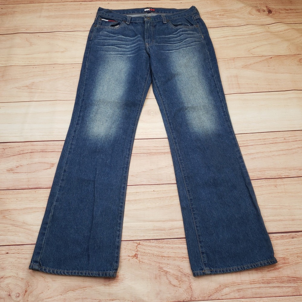 VINTAGE Tommy Hilfiger Tommy Jeans Womens 11/31 Blue ROC-ROC Wide Leg Blue Denim